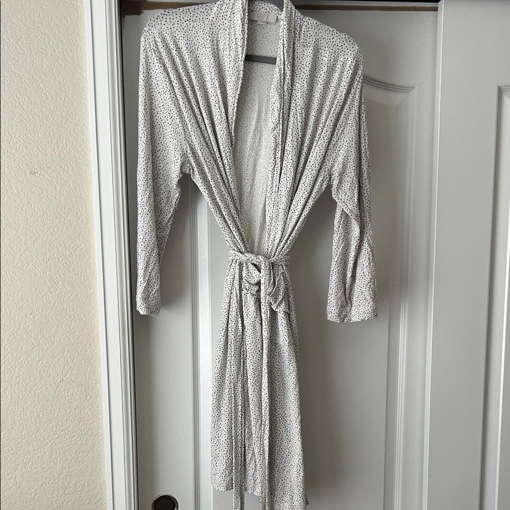 LOFT White and Black Dotted Women's Robe